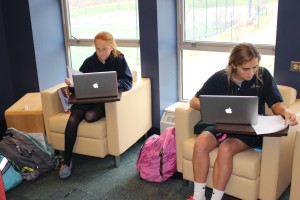 Lucie Quinn, '19, and Ines Andres, '19, are just two of the over 50 Upper School students with sisters at Stone Ridge.
